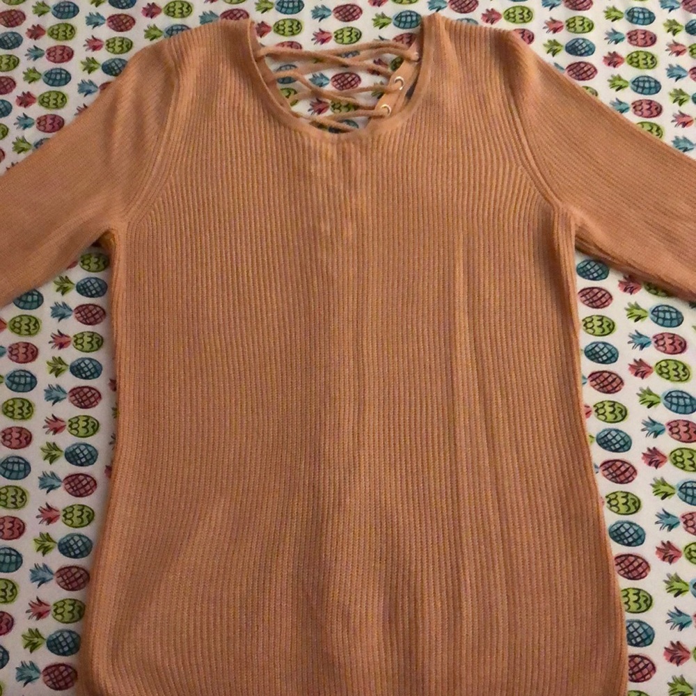 Knitted rose cream colored sweater